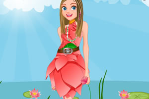 荷花边上的女孩