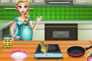 怀孕的艾莎做冰激凌