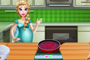 怀孕的艾莎做冰激凌