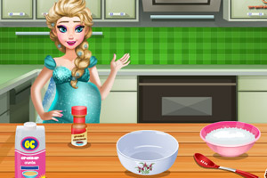 怀孕的艾莎做冰激凌