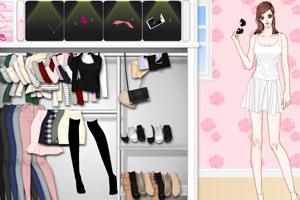 鲜花墙纸屋里的女孩