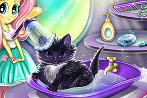 天马女孩照顾小猫