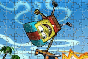 海绵宝宝玩滑板拼图