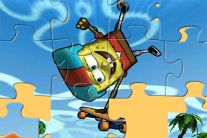 海绵宝宝玩滑板拼图