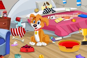 打扫小狗的房间