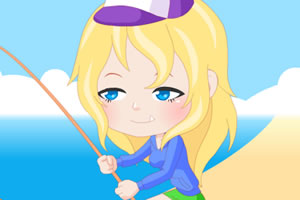 爱钓鱼的小女孩