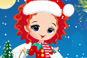 女孩和圣诞雪人