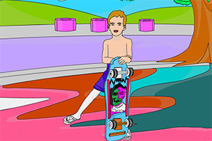 滑板少年填颜色