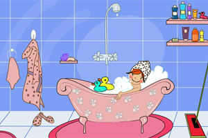 女孩整理洗澡间