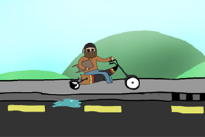 根叔开摩托送信