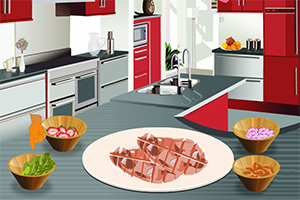 烤鸡排水果沙拉