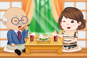 爷爷奶奶吃寿司