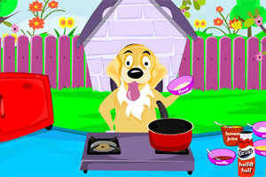 小狗制作冰淇淋