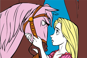 公主与白马涂色