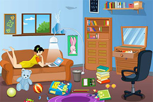 装饰女孩的休闲屋