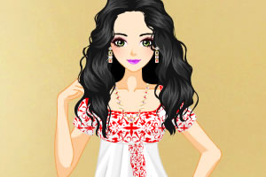 彩色花边连衣裙