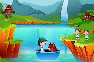 男孩与怪物过河