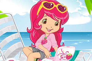 草莓女孩在海滩