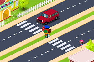 带小学生过马路