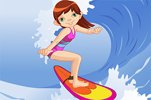 女孩爱冲浪