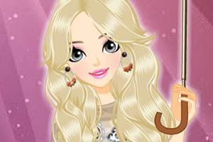 时尚女孩拿雨伞