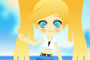 可爱女孩在海边