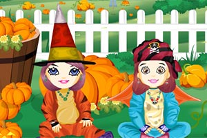 万圣节照顾可爱女孩