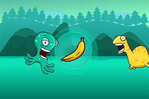 可爱的动物抢水果