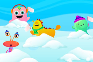 和小怪物打雪仗