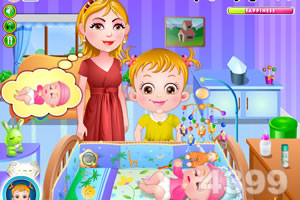 可爱宝贝照顾小婴儿