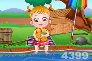 可爱宝贝学钓鱼