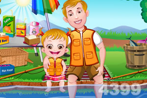 可爱宝贝学钓鱼