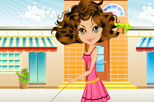 周末遛狗的女孩