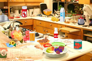 凌乱的厨房找物品