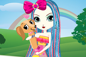 长发女孩和宠物