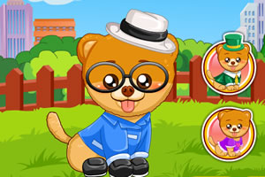 照顾可爱的小狗狗