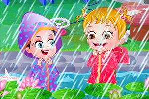 可爱宝贝雨中嬉戏