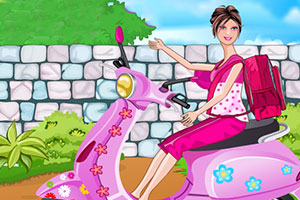 芭比清洗摩托车