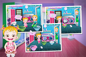 可爱宝贝清洗衣服