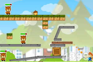 给小松鼠吃松果