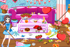 小女孩整理房间