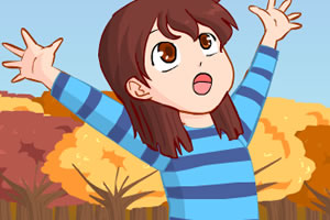 女孩秋季去郊游