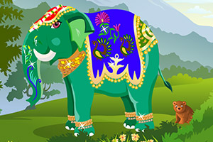 给可爱大象洗澡