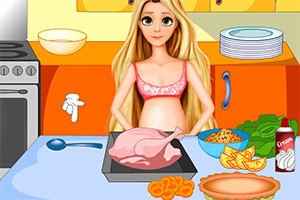 孕妇长发公主做晚餐