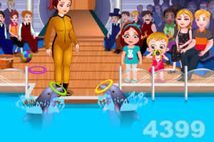 可爱宝贝海豚表演