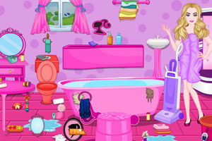 芭比娃娃打扫浴室