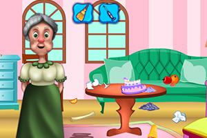 老奶奶打扫房间