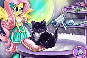 女孩照顾小猫咪