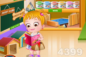 可爱宝贝照顾狗狗