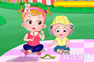 可爱宝贝家庭野餐